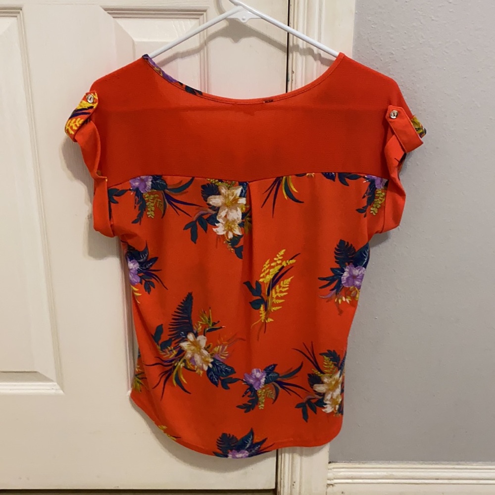 Women’s Small Orange Tropical Shirt - Picture 2 of 3